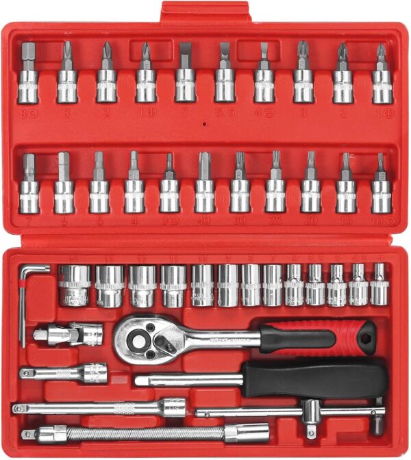 Kit Chaves Soquetes 46 Peças Catraca Jogo Allen Torx